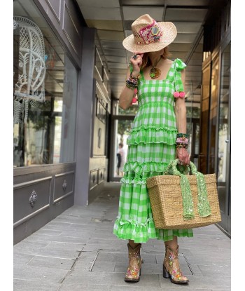 Robe Bérénice Gingham Lime Sundress solde