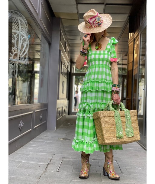 Robe Bérénice Gingham Lime Sundress solde