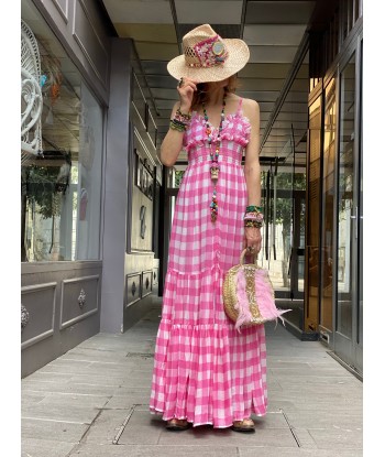 Robe Catalina Gingham Pink Sundress livraison gratuite