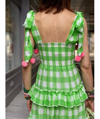 Robe Bérénice Gingham Lime Sundress solde